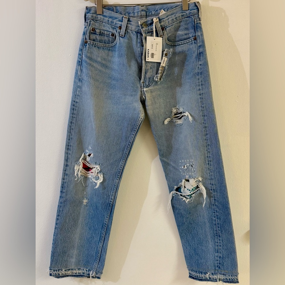 Kaban Plus Levi’s Vintage Distressed One Of A Kind Denim Jeans Size Small NWT